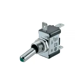 Переключатель тумблерный на 2 положения подсветка LED зеленый 12 В