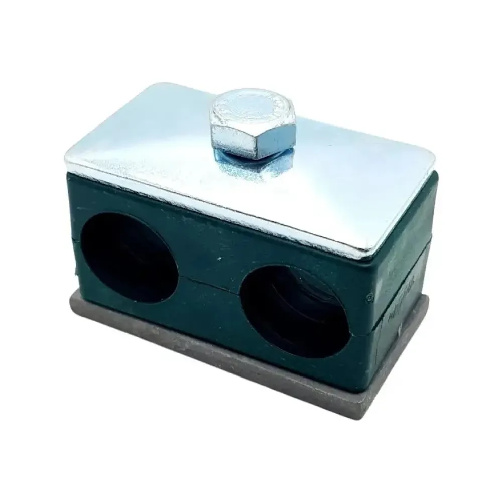 Подвійне кріплення для труб зелене