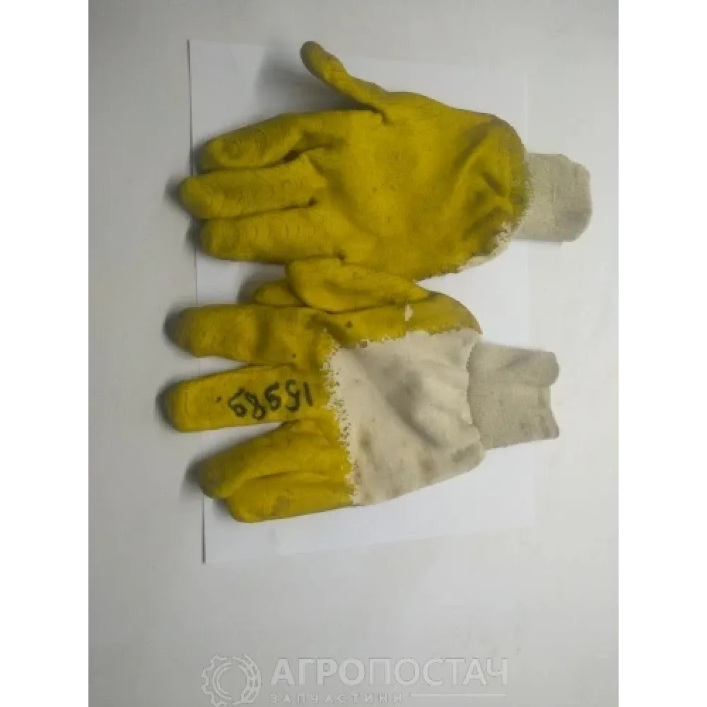 Рукавички робочі пʼятипалі гумові жовті