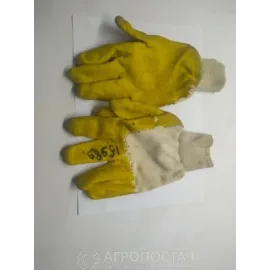 Рукавички робочі пʼятипалі гумові жовті